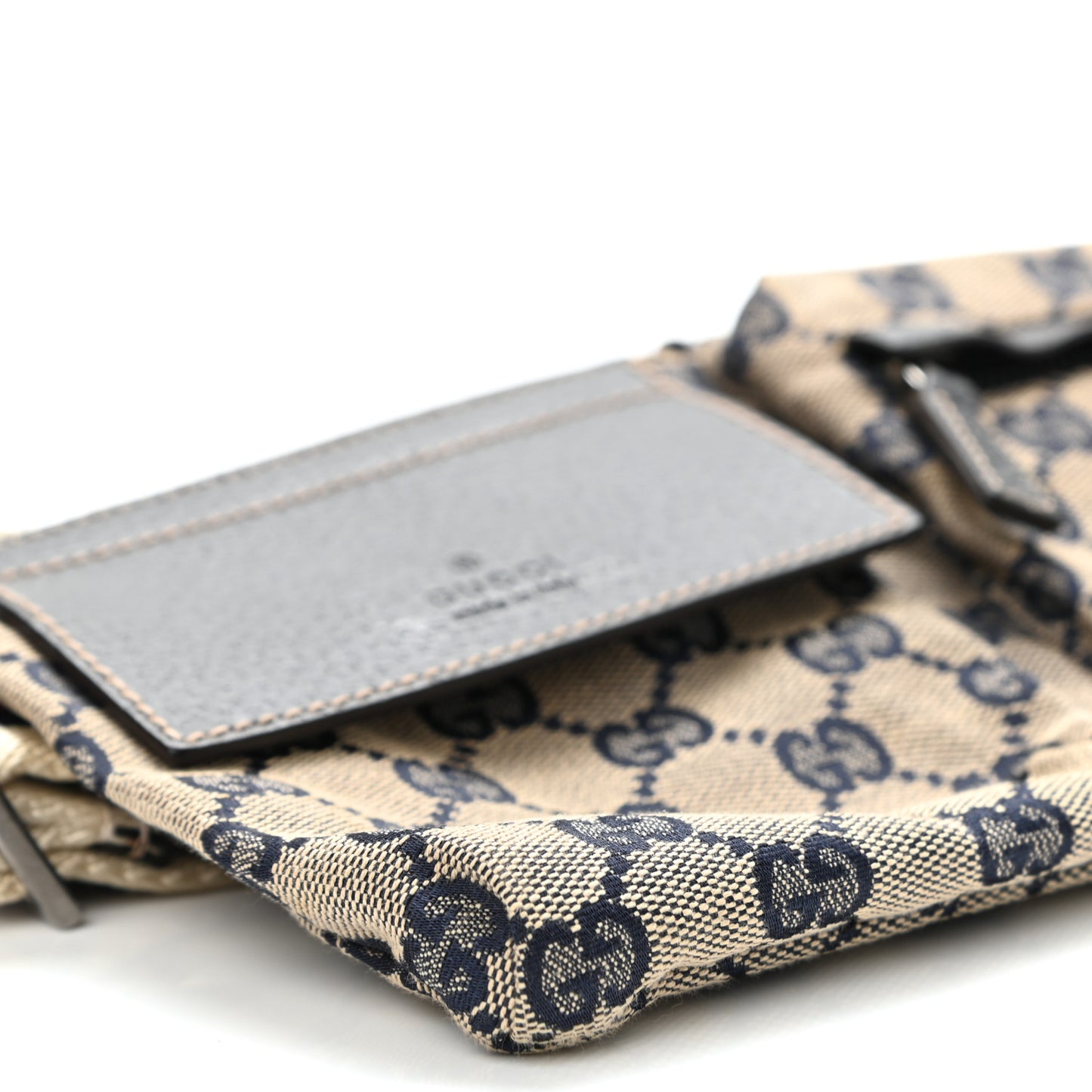 GG Monogram Web Double Pocket Belt Bag Navy