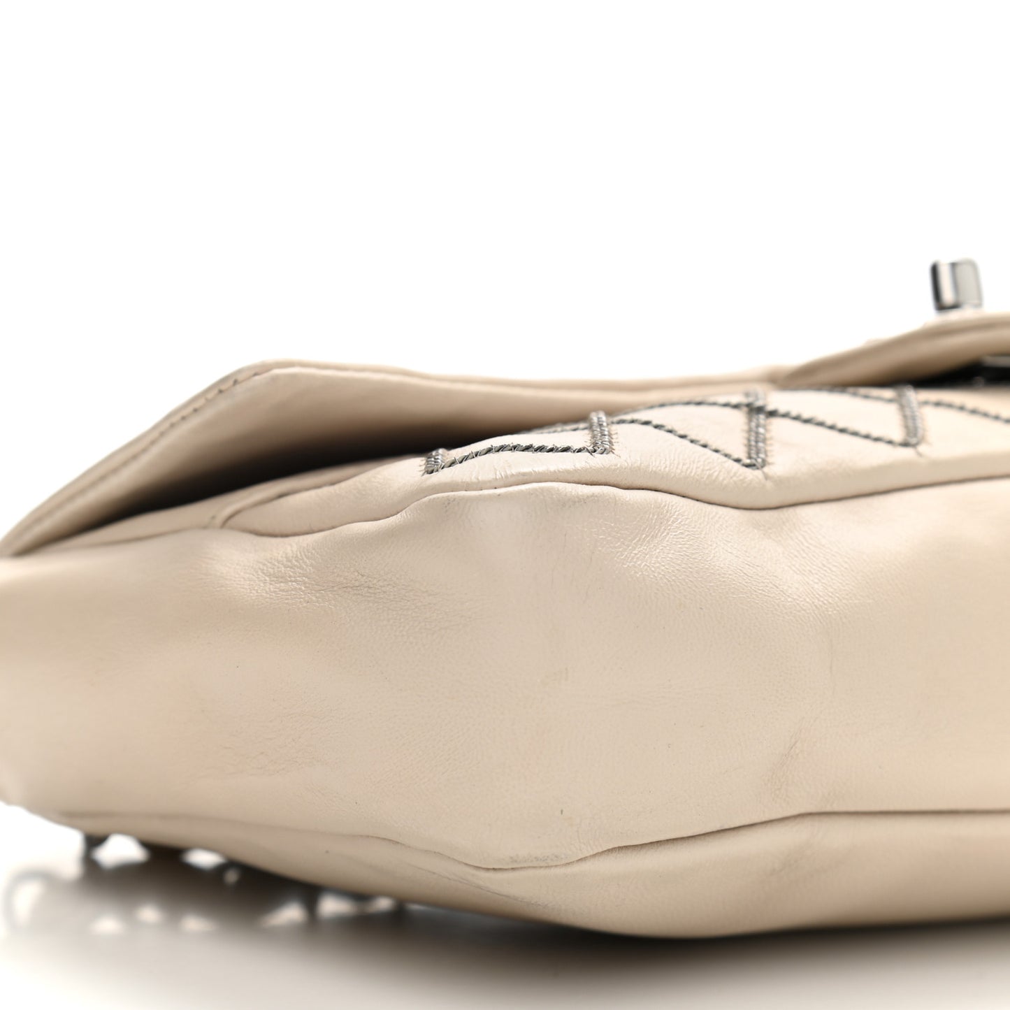 Lambskin Chain Single Flap Beige