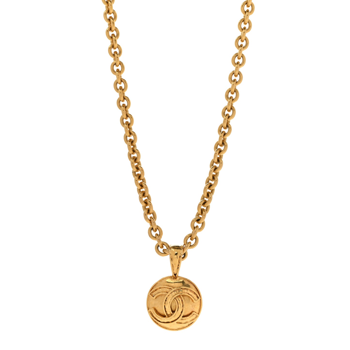 Metal CC Chain Pendant Necklace Gold