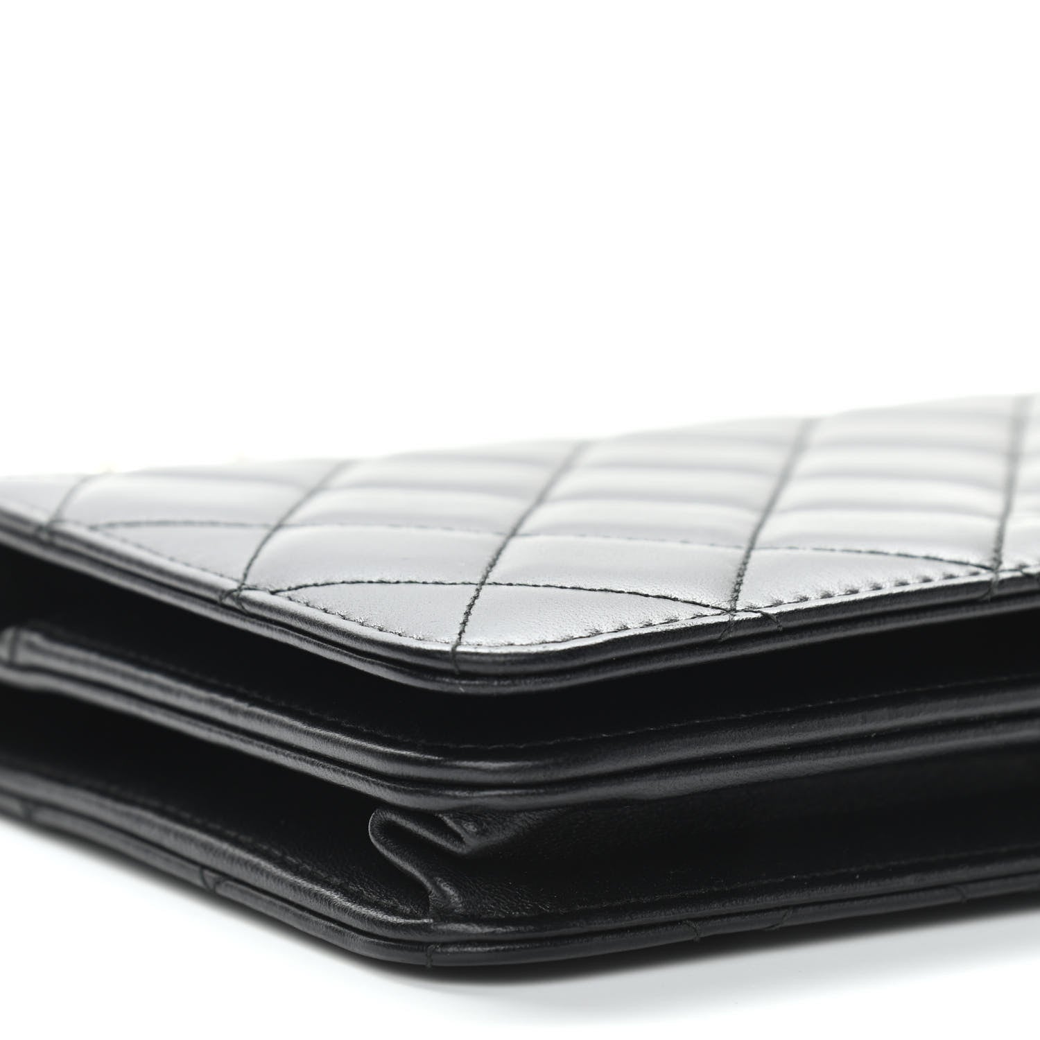 Chanel Iridescent Lambskin Quilted Pearl Wallet On Chain WOC Black 10 of 16