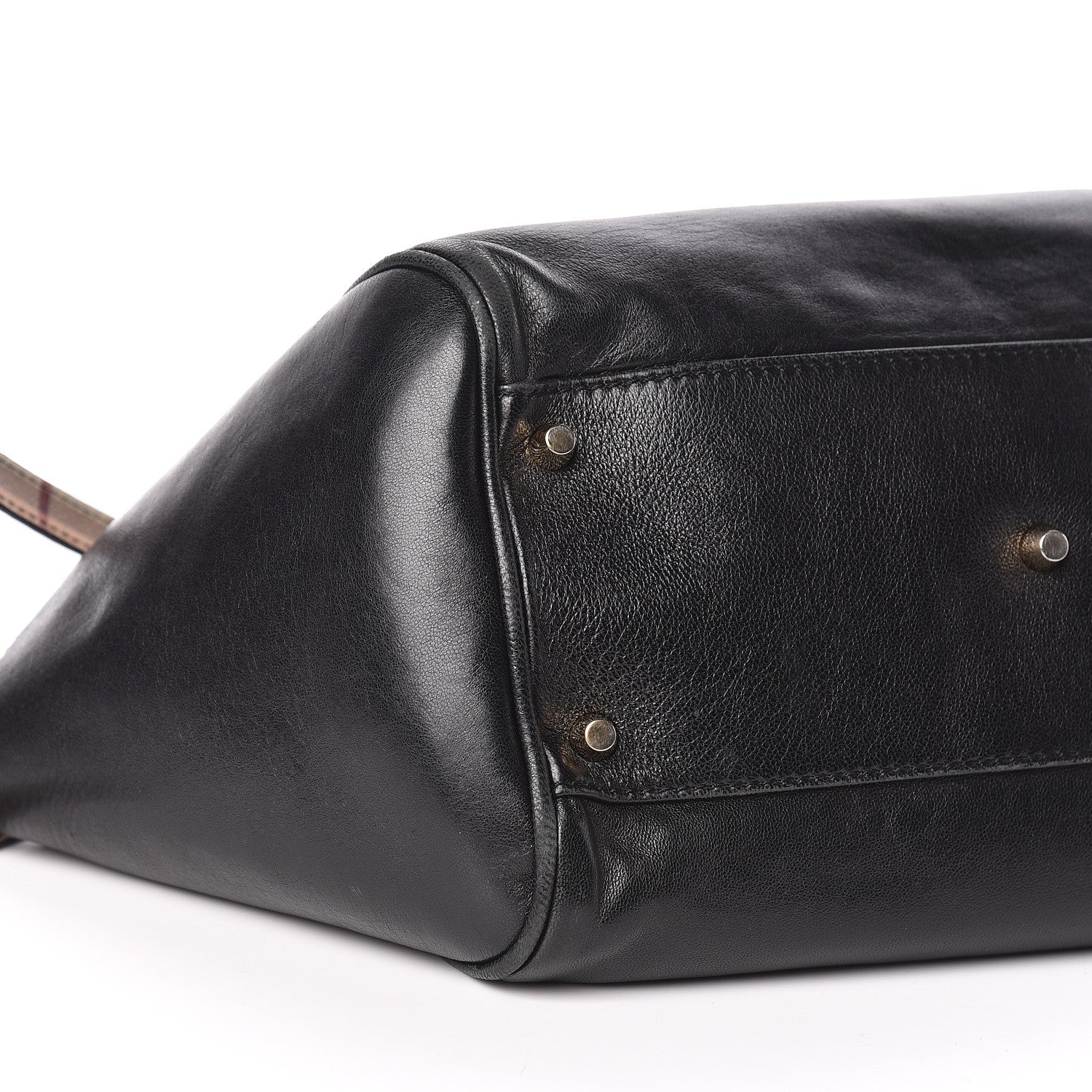 Burberry Calfskin Haymarket Check Small Canterbury Tote Black 17 of 21