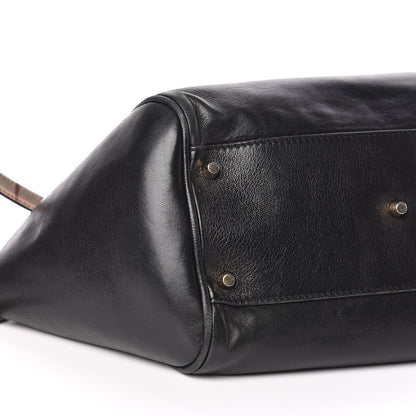 Burberry Calfskin Haymarket Check Small Canterbury Tote Black 17 of 21