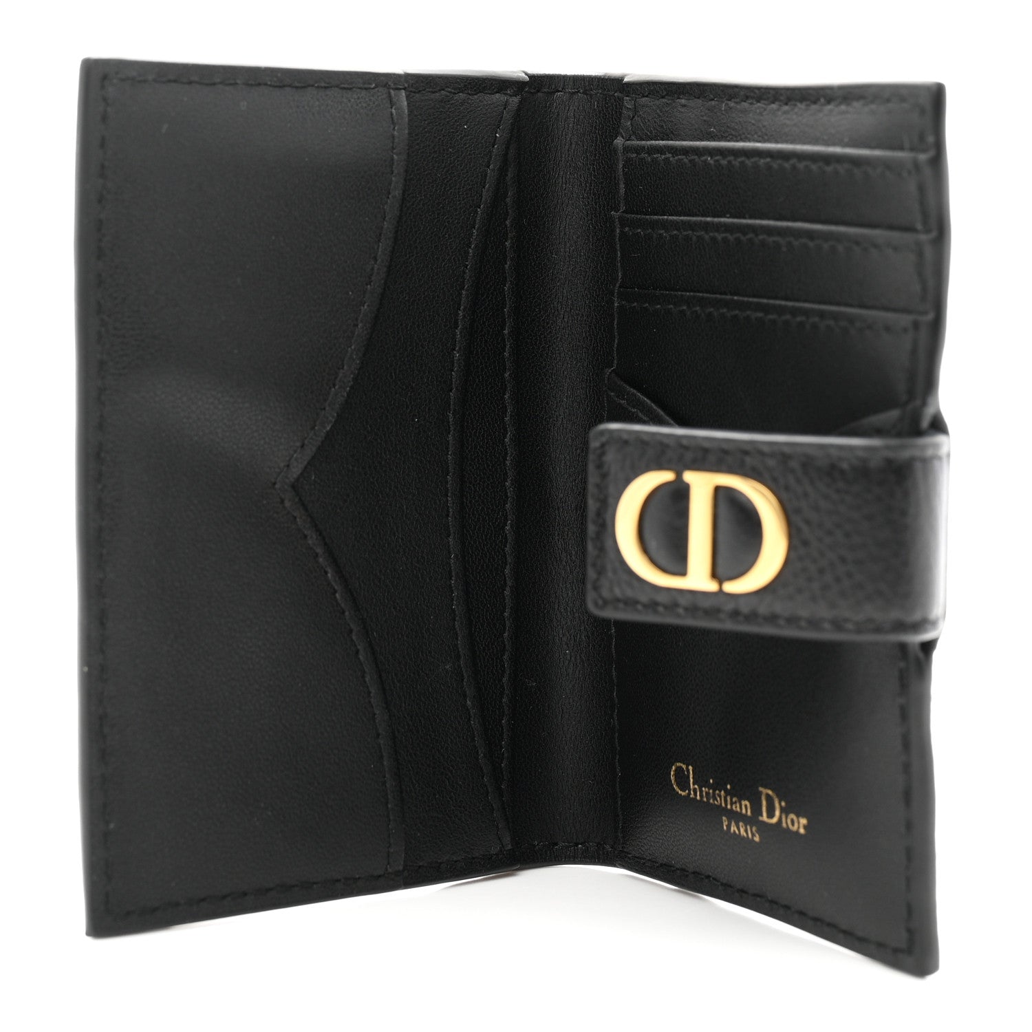 Christian Dior Supple Calfskin Cannage Caro Dandelion Card Holder Black 5 of 7