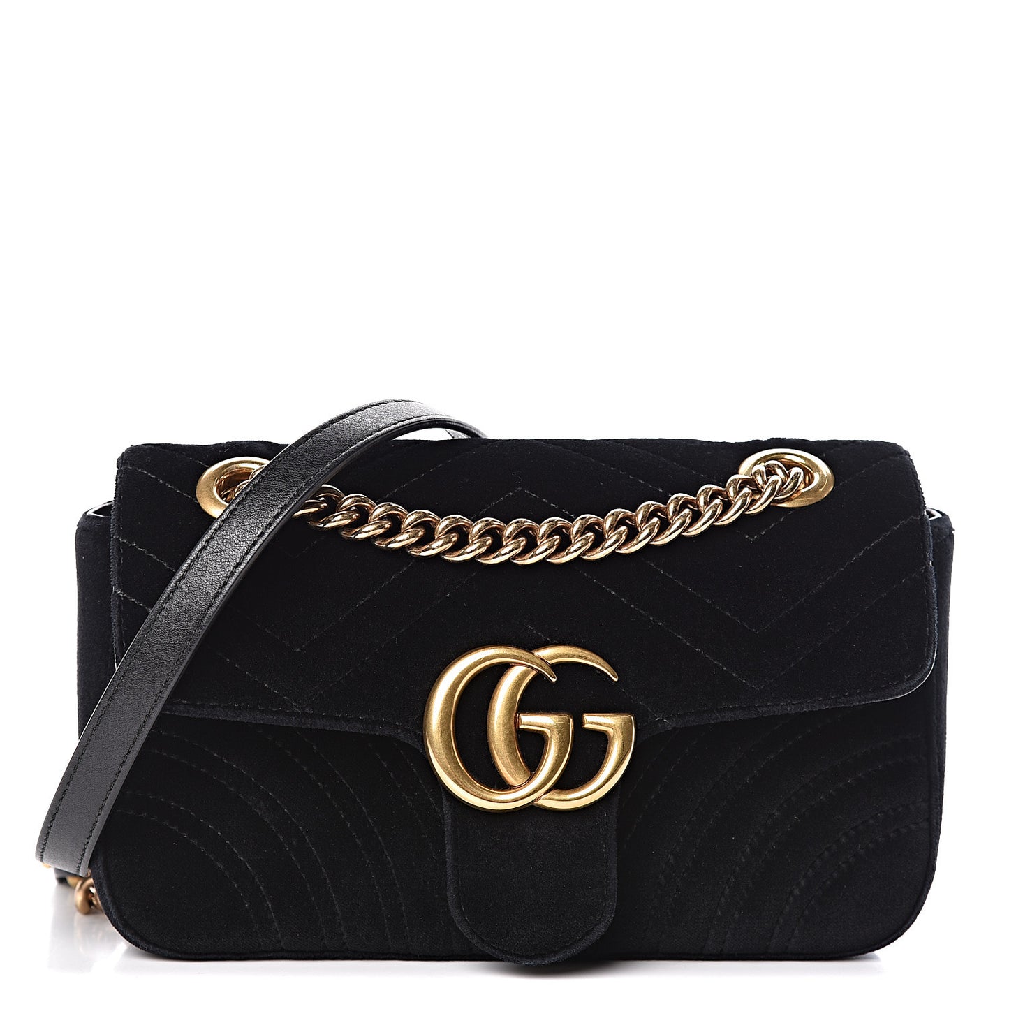 Velvet Matelasse Mini GG Marmont Shoulder Bag Black