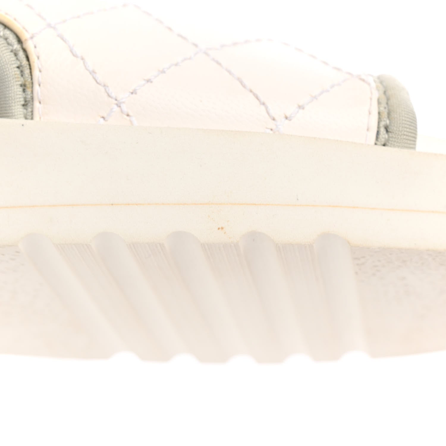Chanel Goatskin Fabric TPU Gladiator Sandals 37 White Light Grey Navy Blue 14 of 18