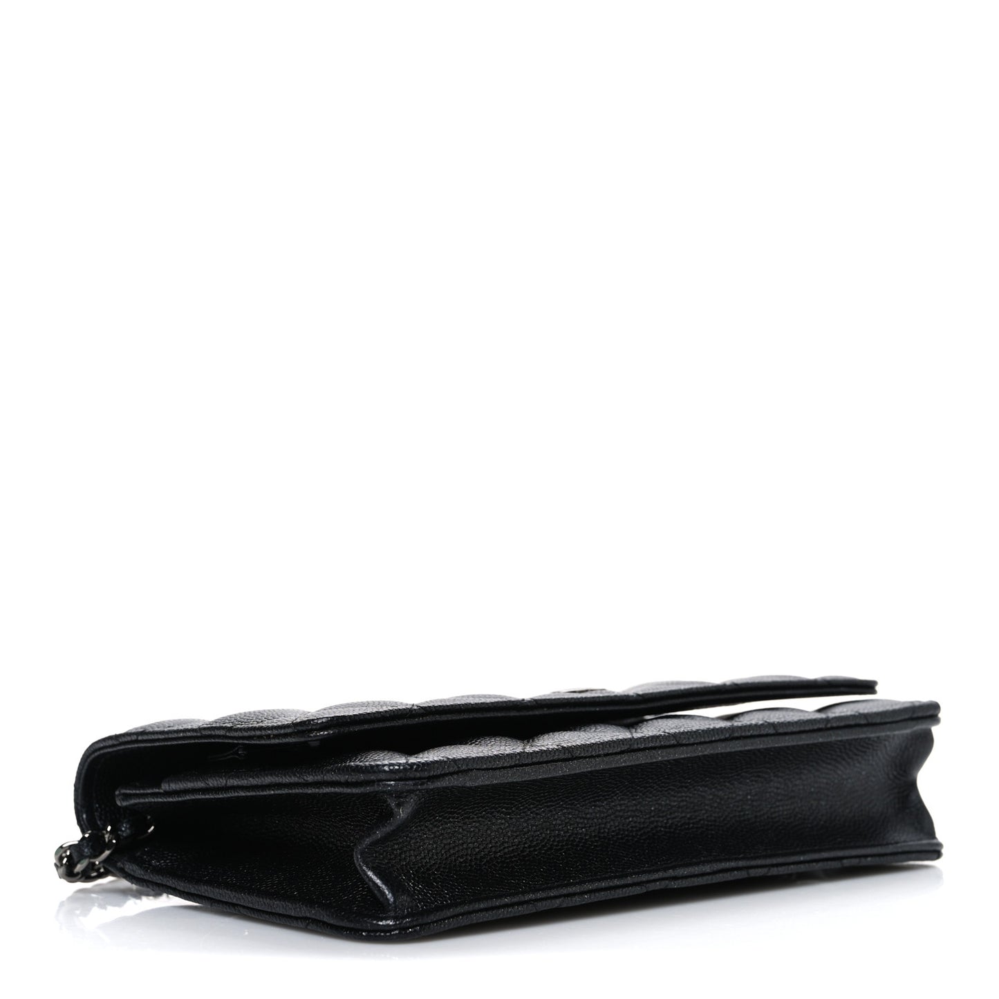 Iridescent Caviar Quilted Wallet on Chain WOC Black