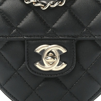 Chanel Lambskin Quilted CC In Love Heart Clutch With Chain Black 9 of 12