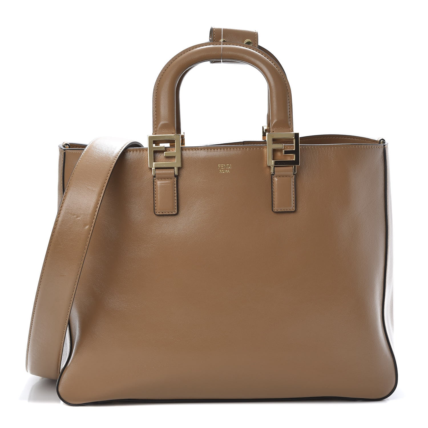 Fendi Vitello Glacier Medium FF Tote Nocciola 1 of 12