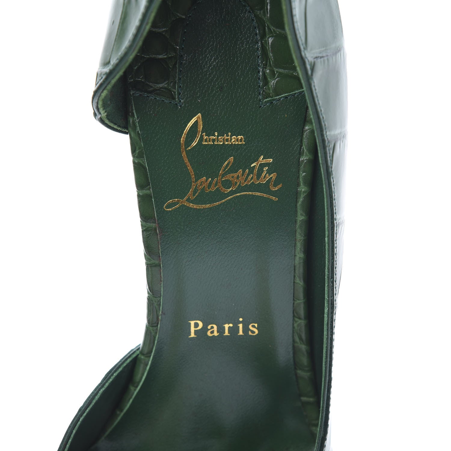 Christian Louboutin Crocodile Embossed Calfskin Iriza 100 Pumps 39 Green 6 of 9