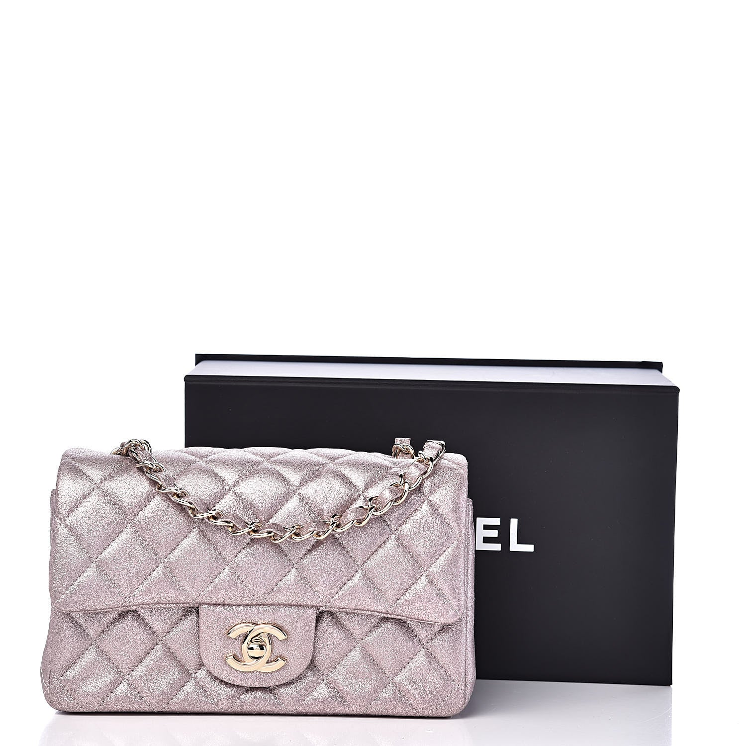 Chanel Metallic Goatskin Quilted Mini Rectangular Flap Pink 11 of 11