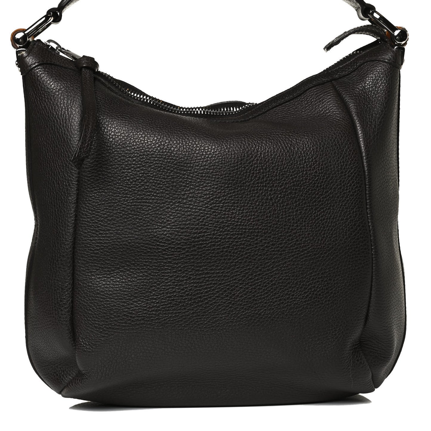 Grained Calfskin Bamboo Bar Hobo Dark Brown