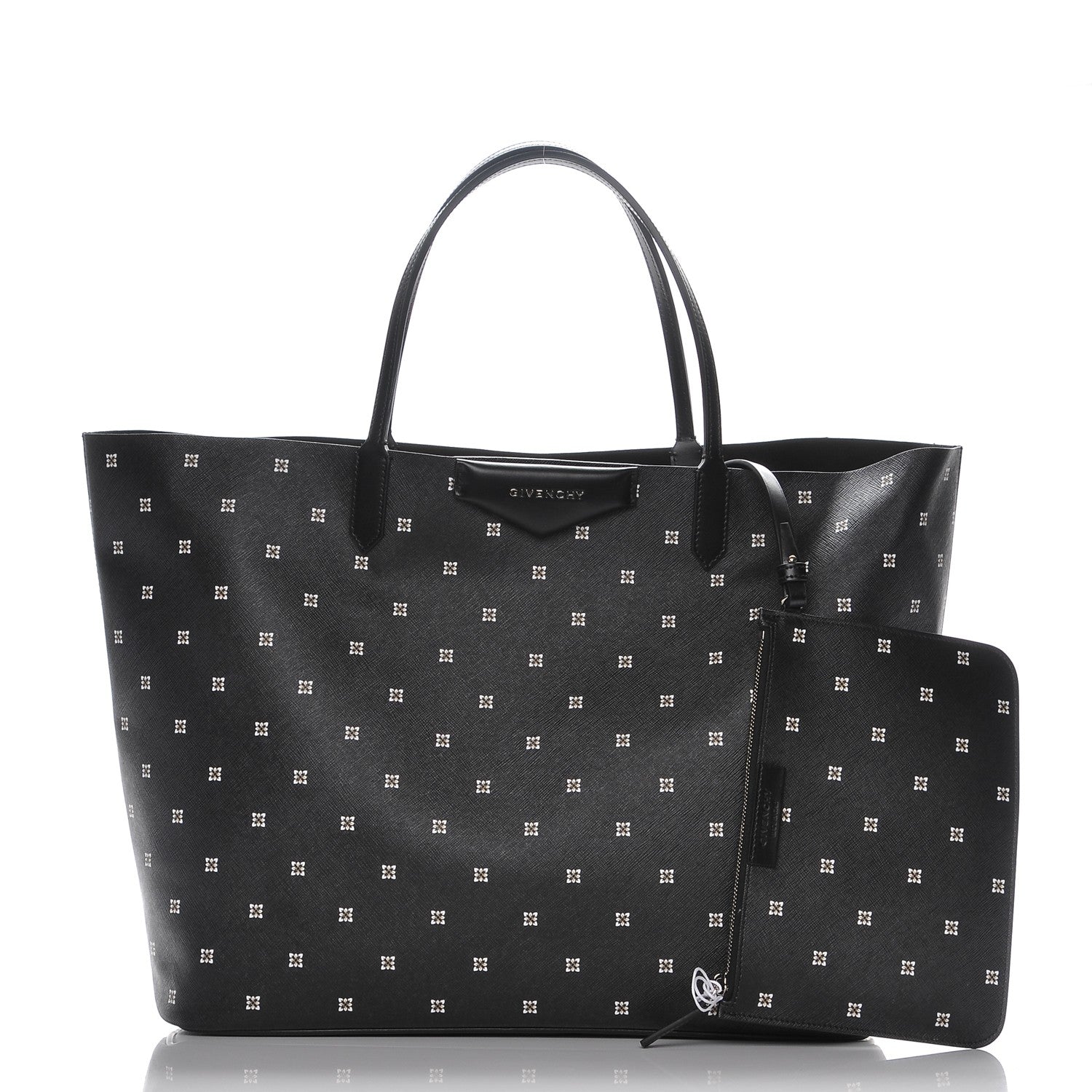 Givenchy Textured Coated Canvas Mini Lilies Print Large Antigona Tote Black 3 of 7