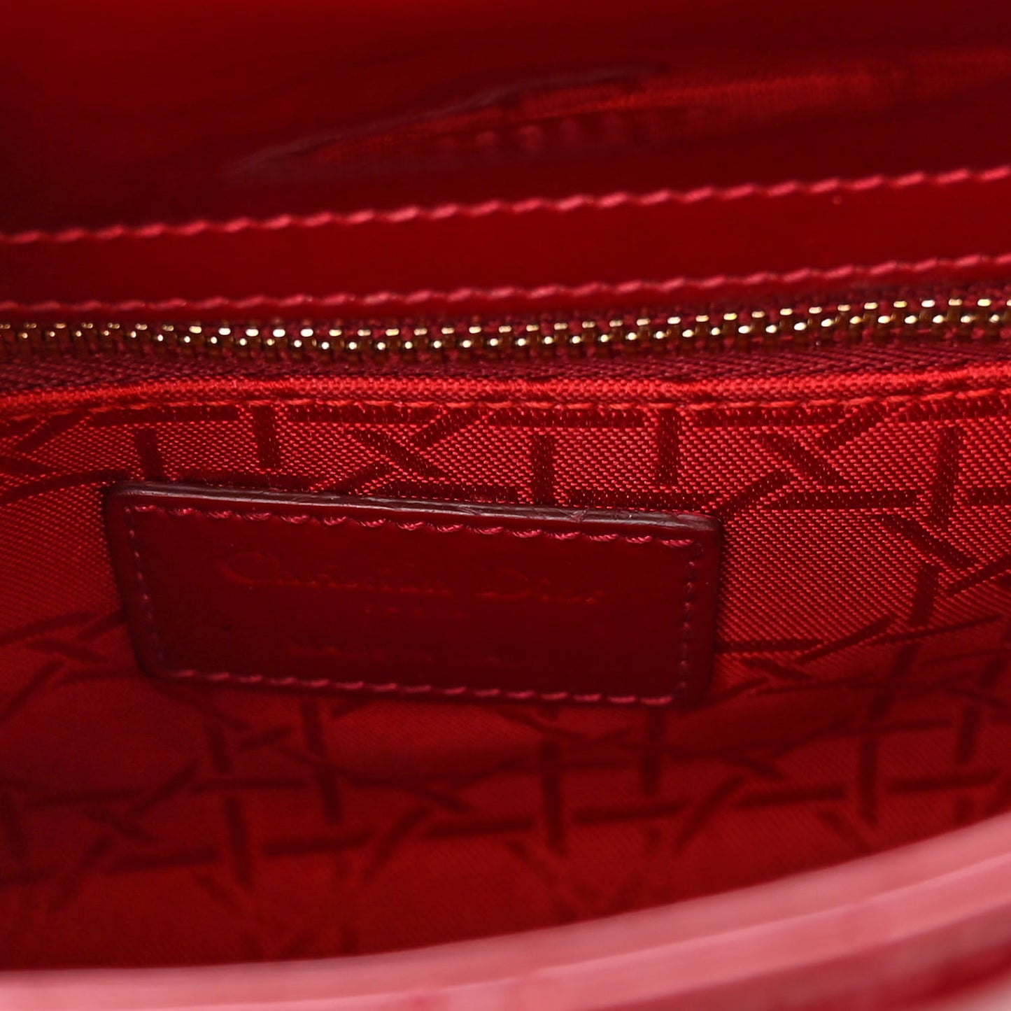 Patent Cannage Mini Lady Dior Red