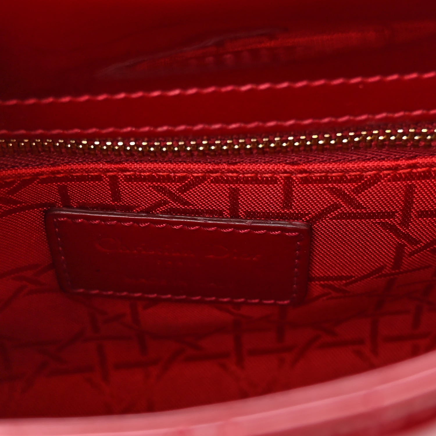Christian Dior Patent Cannage Mini Lady Dior Red 6 of 9
