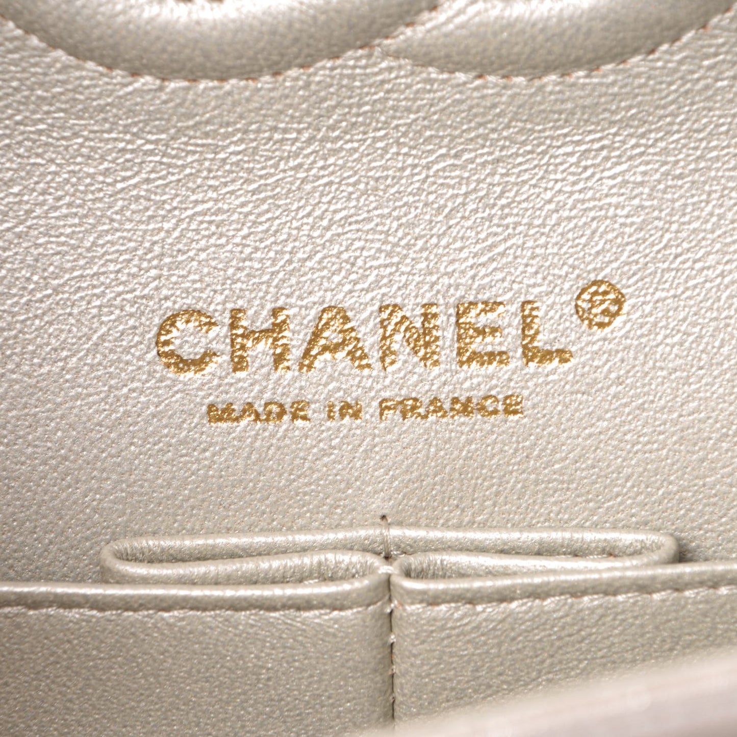 Iridescent Calfskin Medium Double Flap Light Gold