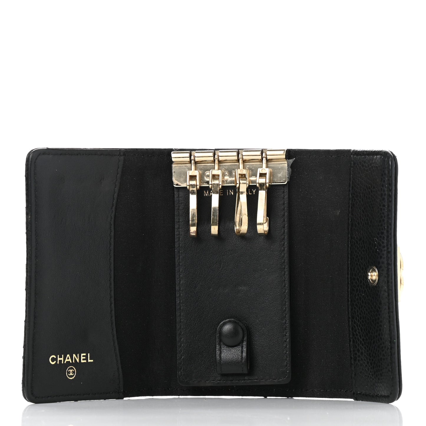 Caviar Quilted 4 Key Holder Boy Flap Black