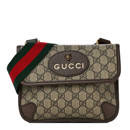 Gucci GG Supreme Monogram Web Small Neo Vintage Double Flap Messenger Bag Beige New Acero 1 of 14