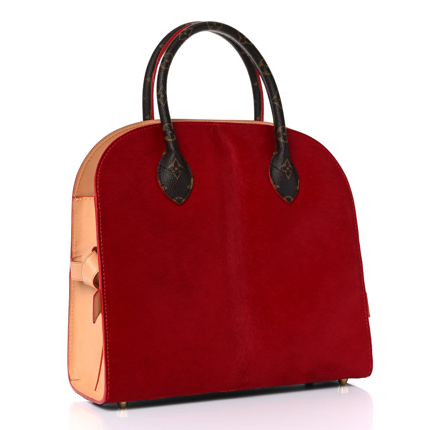 Monogram Calf Hair Spikes Iconoclasts Christian Louboutin Tote Red
