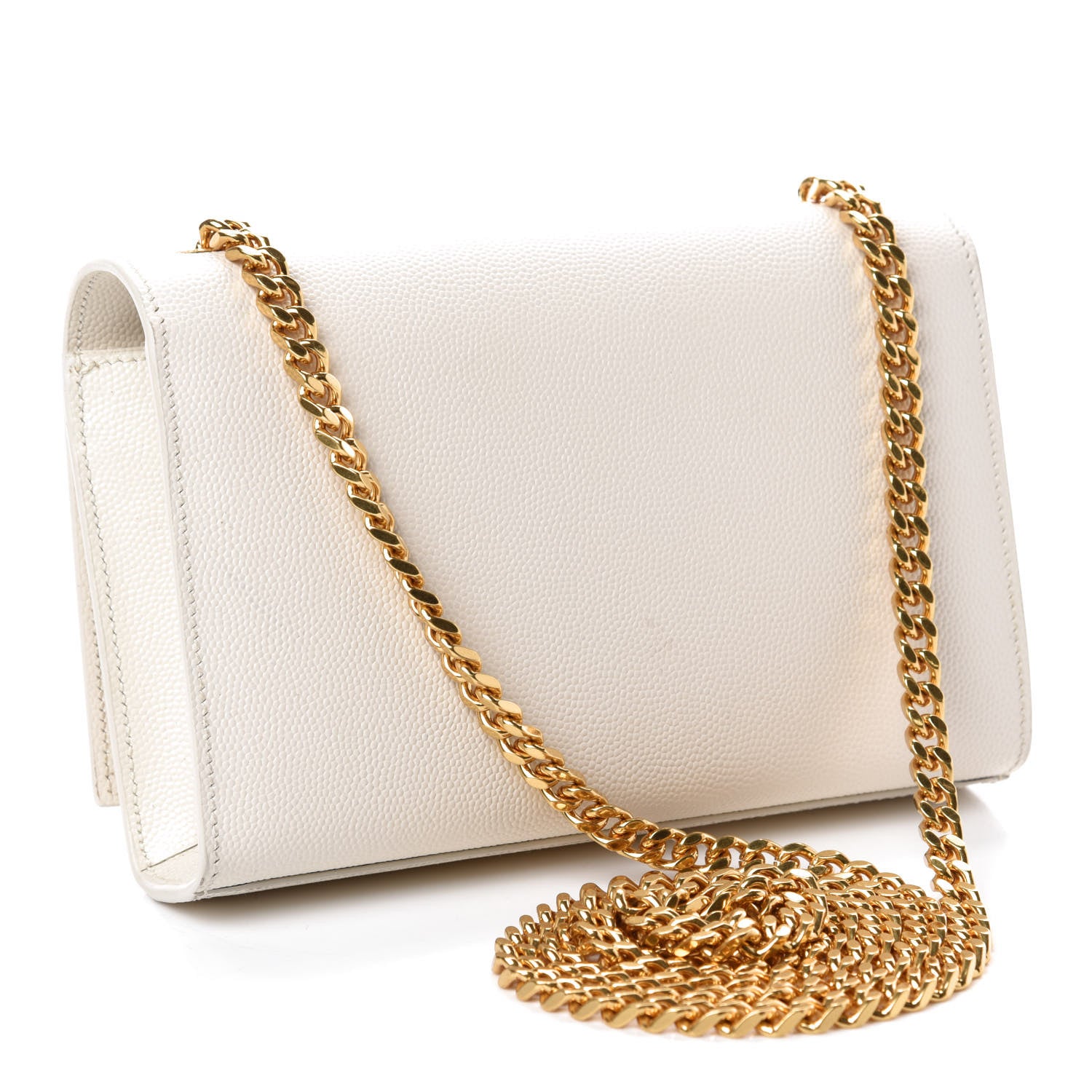 Saint Laurent Grain De Poudre Small Monogram Kate Satchel Optical White 3 of 11