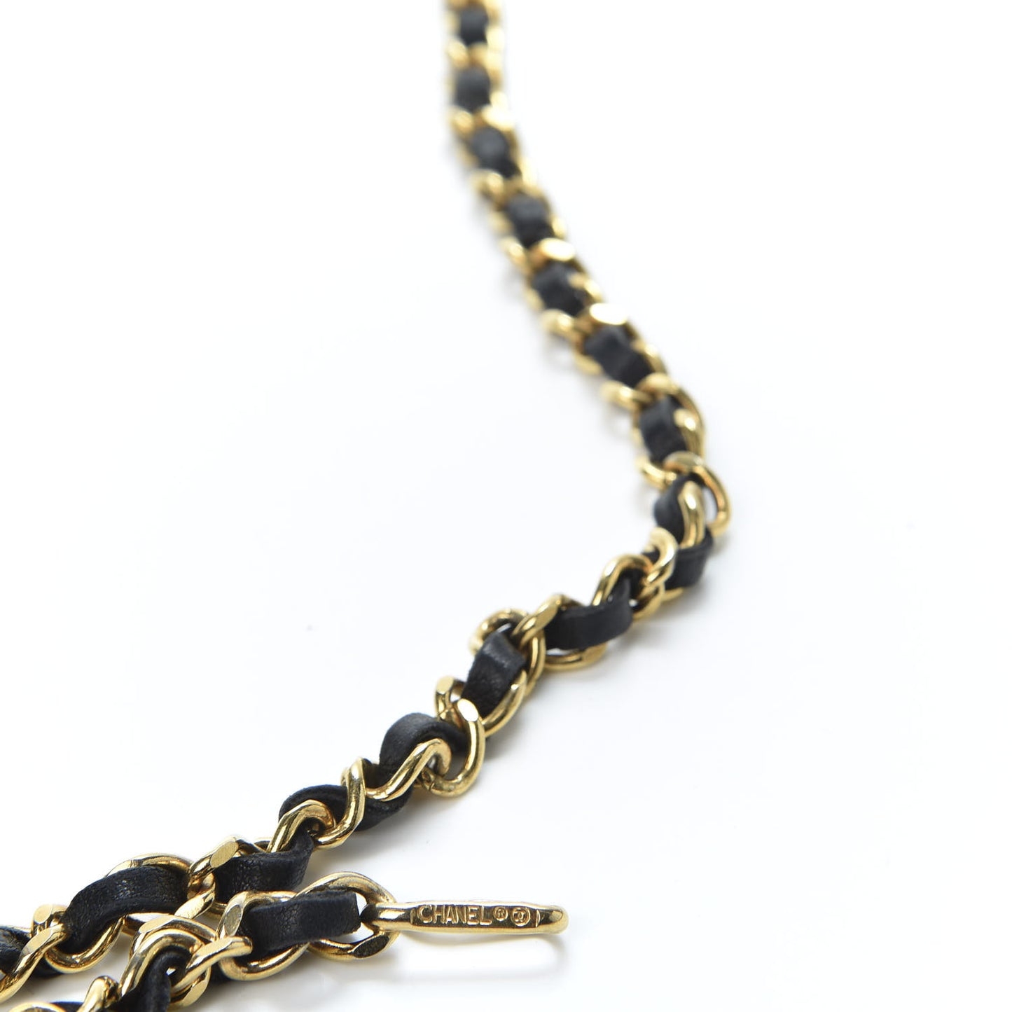 Lambskin Chain CC Medallion Belt Black Gold