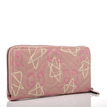 Gucci Calfskin Matelasse GucciGhost GG Marmont Zip Around Wallet Perfect Pink Rosa Ivory 3 of 10