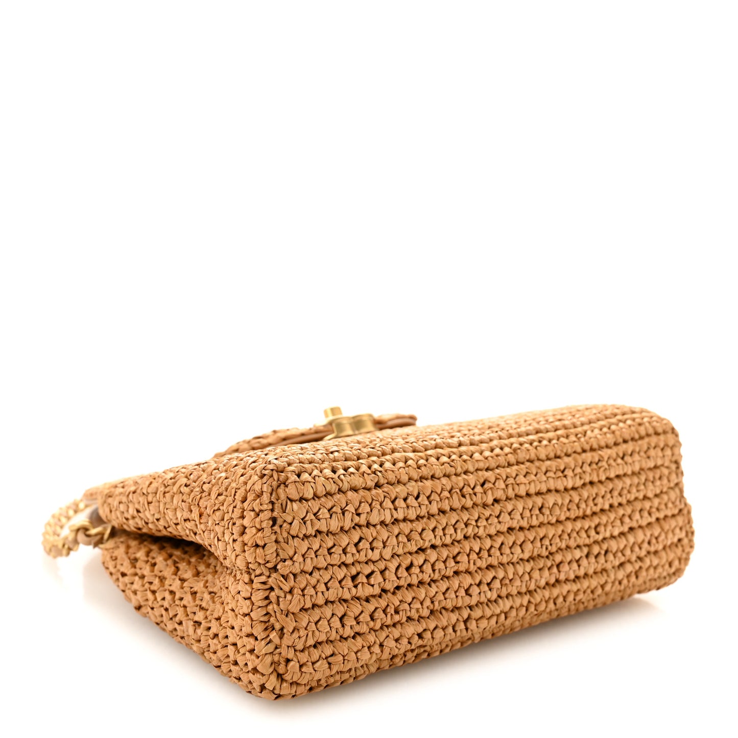 Braided Raffia Nano Kelly Flap Bag Dark Beige