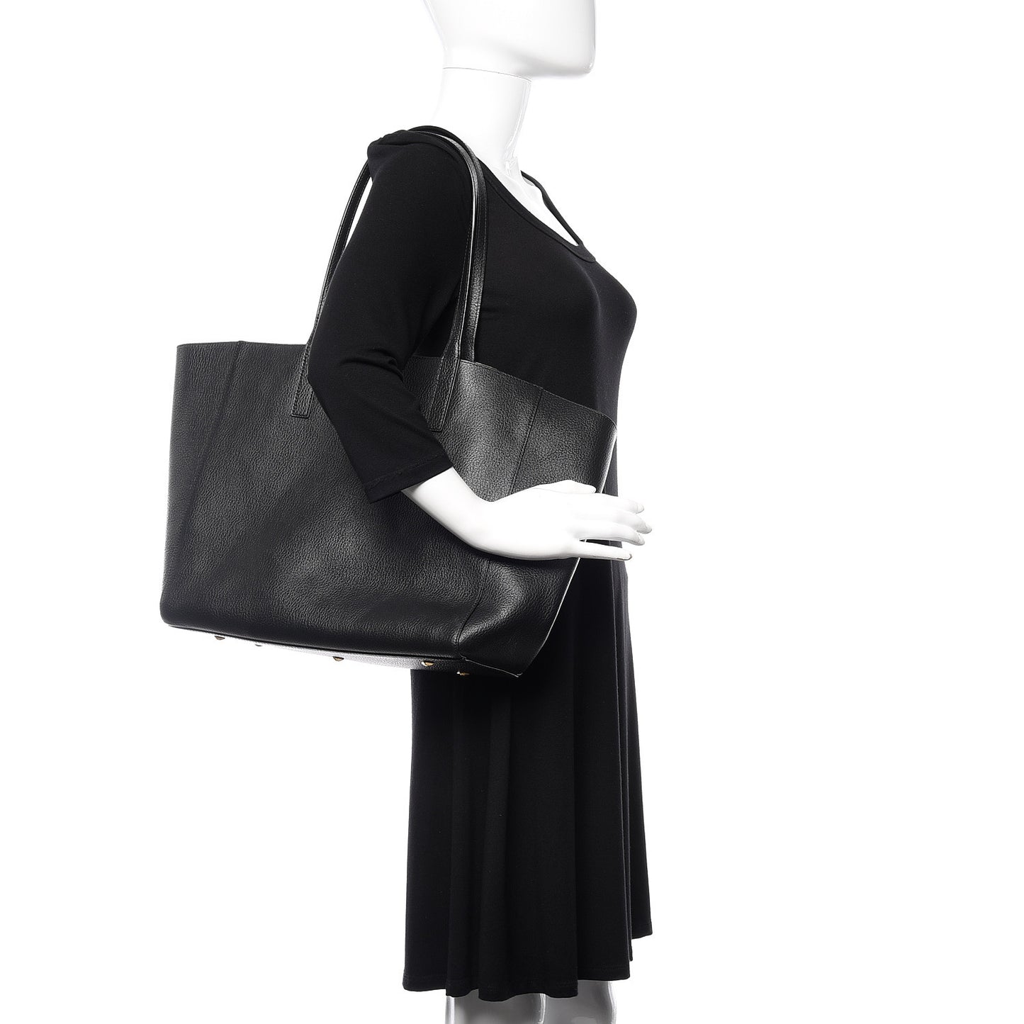 Grained Calfskin Large Reversible Wandel Tote Black