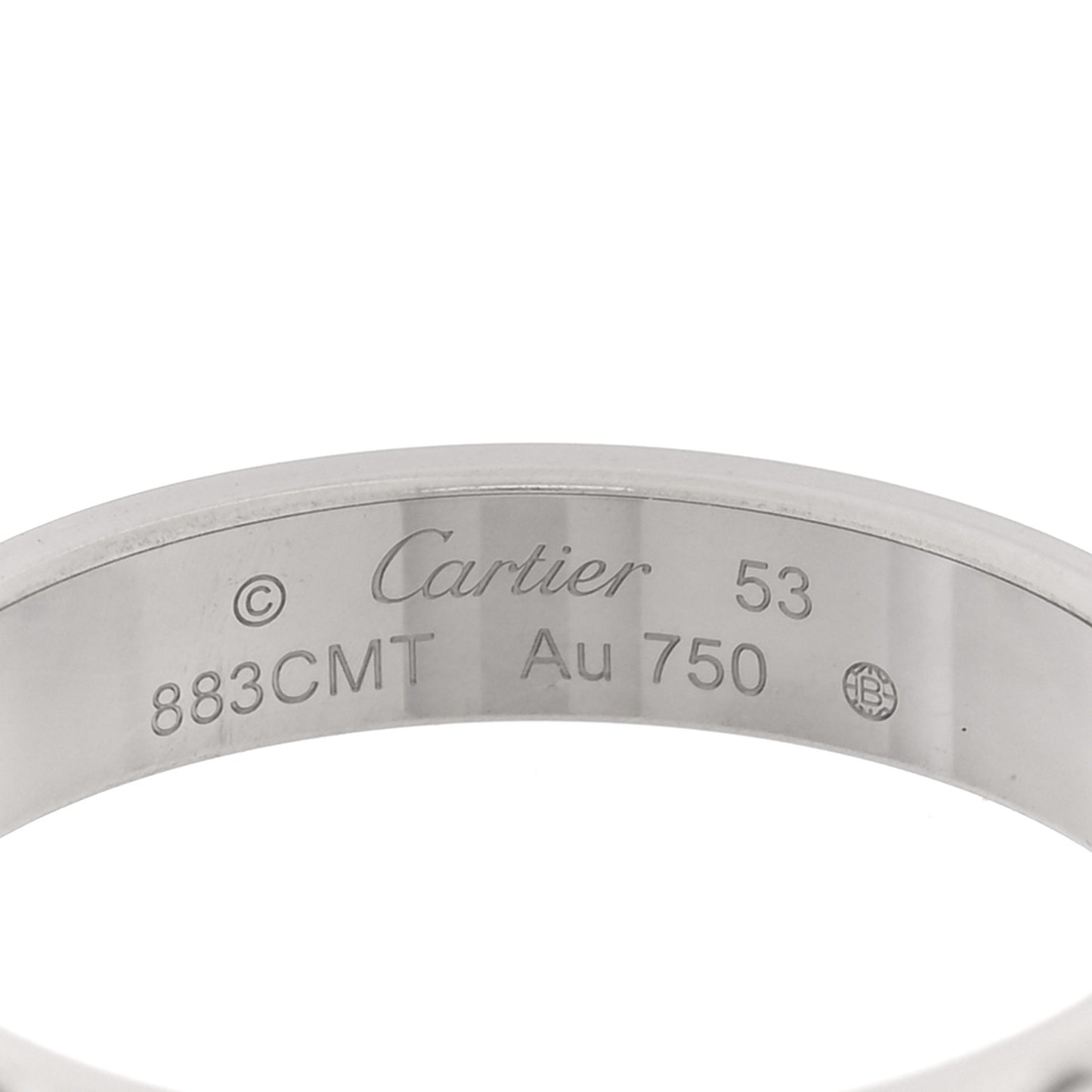 18K White Gold 3.5mm LOVE Wedding Band Ring 53 6.5