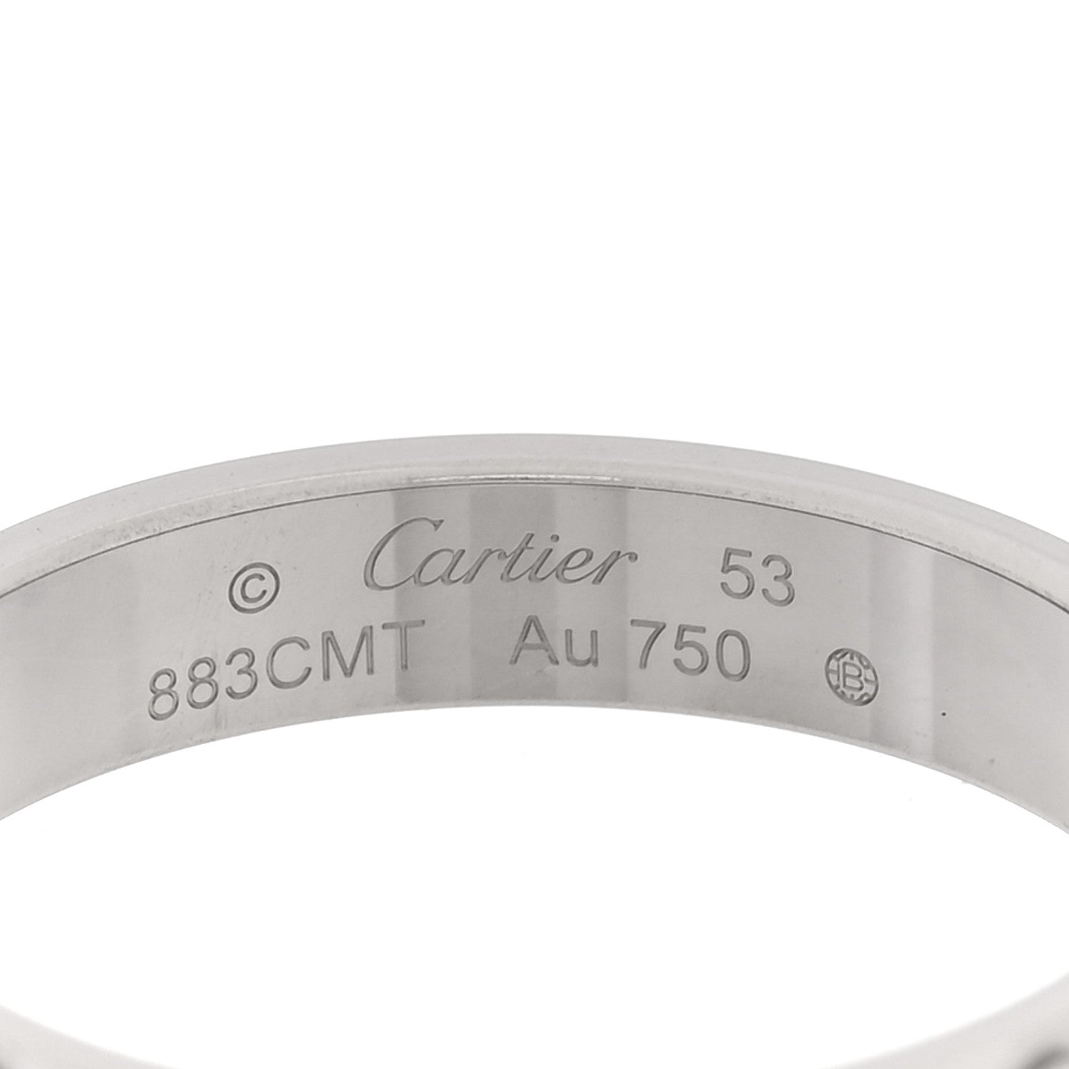 Cartier 18K White Gold 3.5mm LOVE Wedding Band Ring 53 6.5 4 of 5