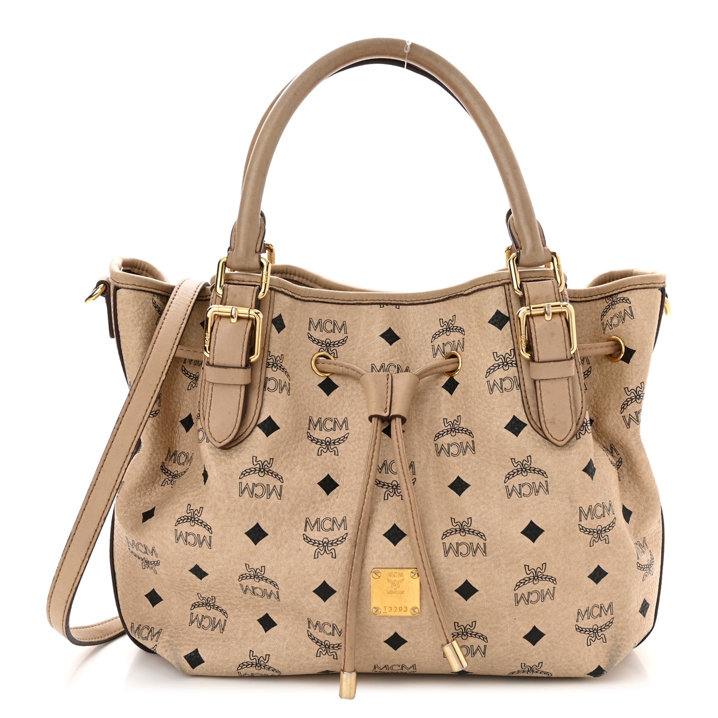 Visetos Drawstring Bucket Bag Beige