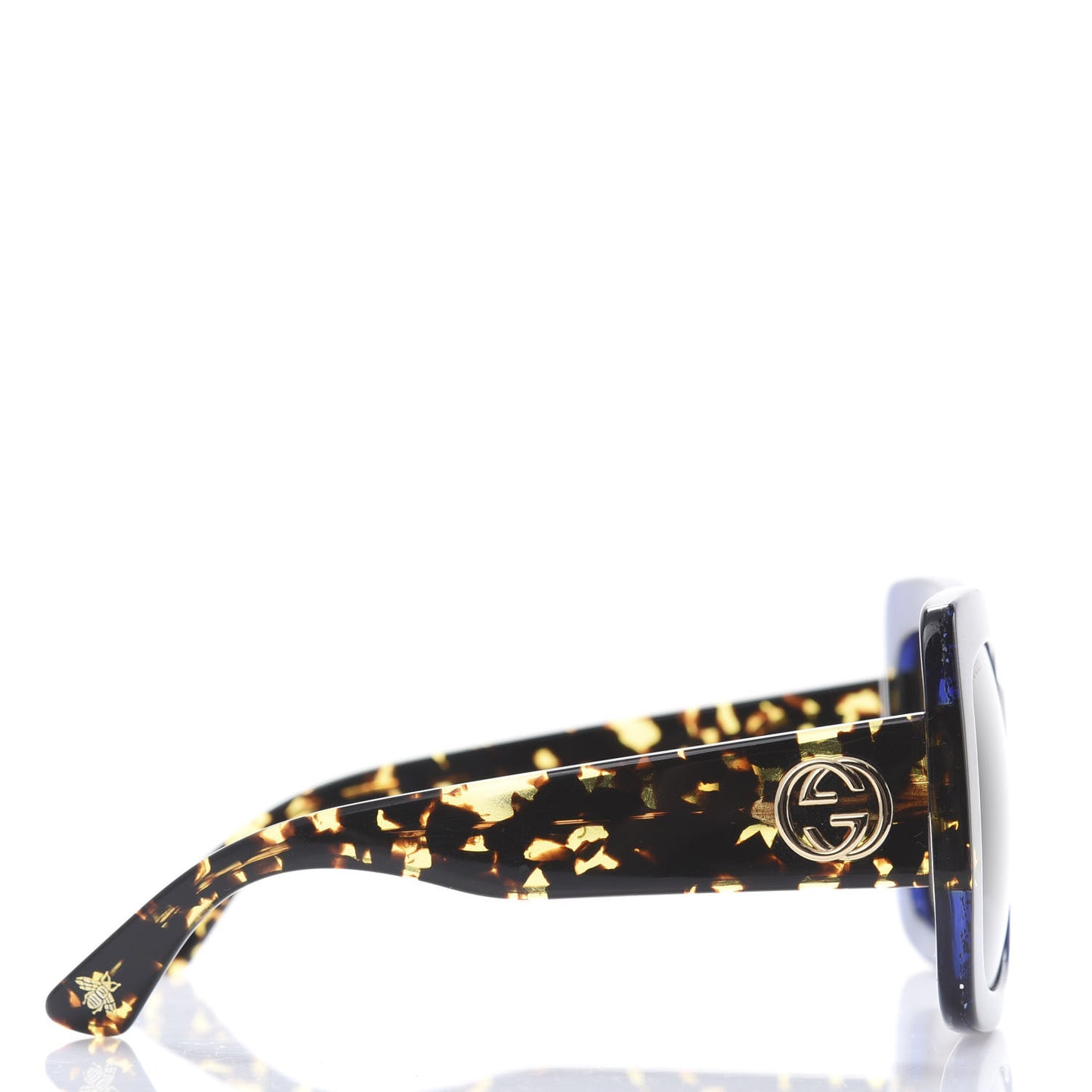 Square Frame GG0083S Sunglasses Glitter Blue Havana Brown