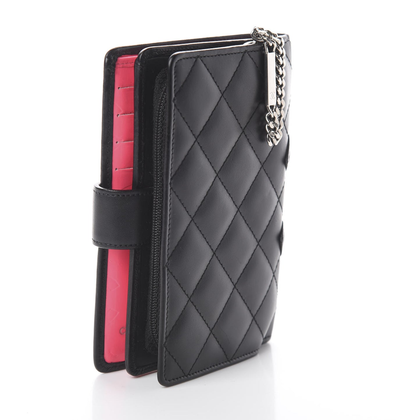 Calfskin Cambon Zipped Pocket Wallet Black