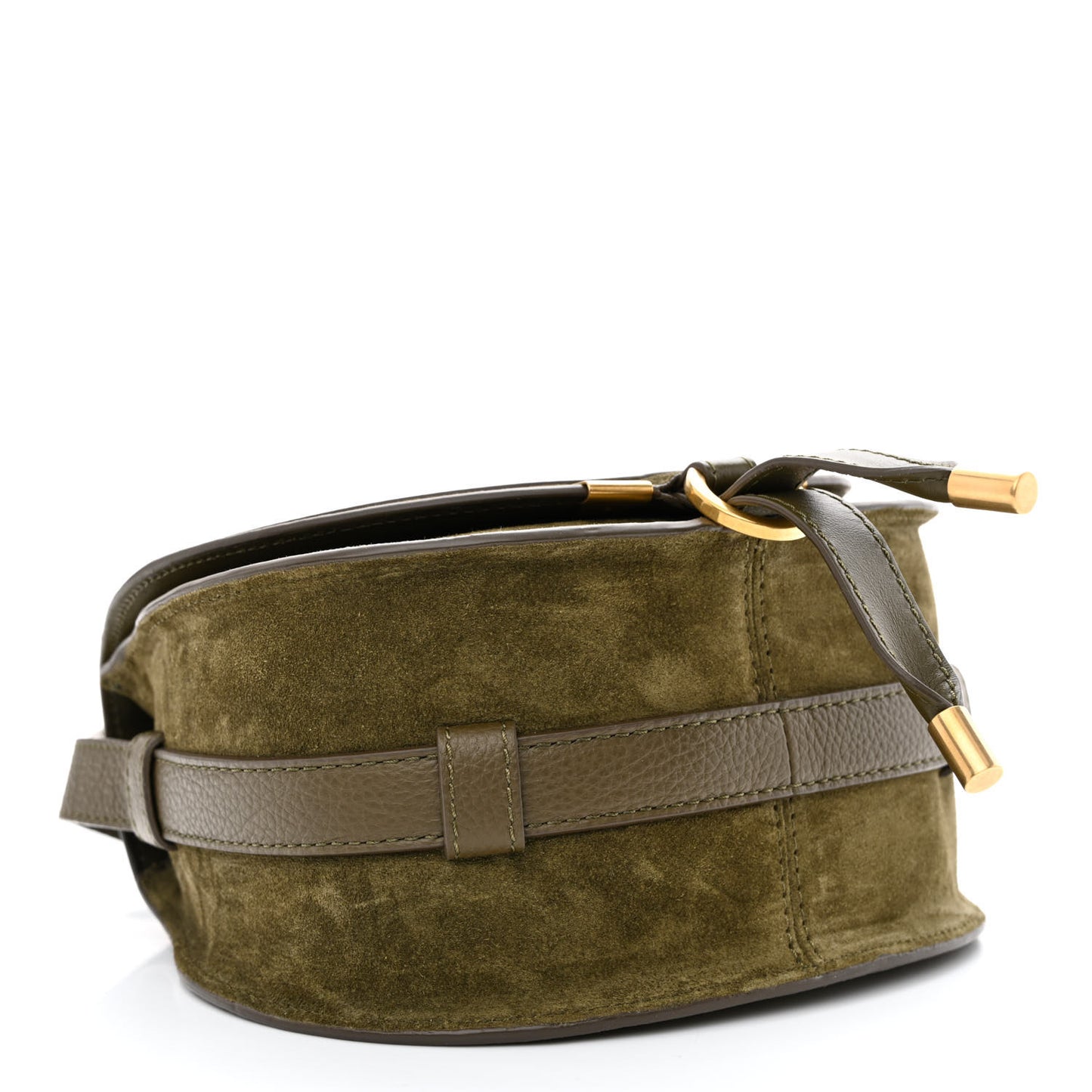 Suede Calfskin Small Marcie Saddle Bag Deep Olive