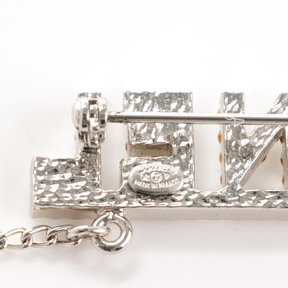 Chanel Crystal Chain CC Logo Brooch Silver 5 of 5