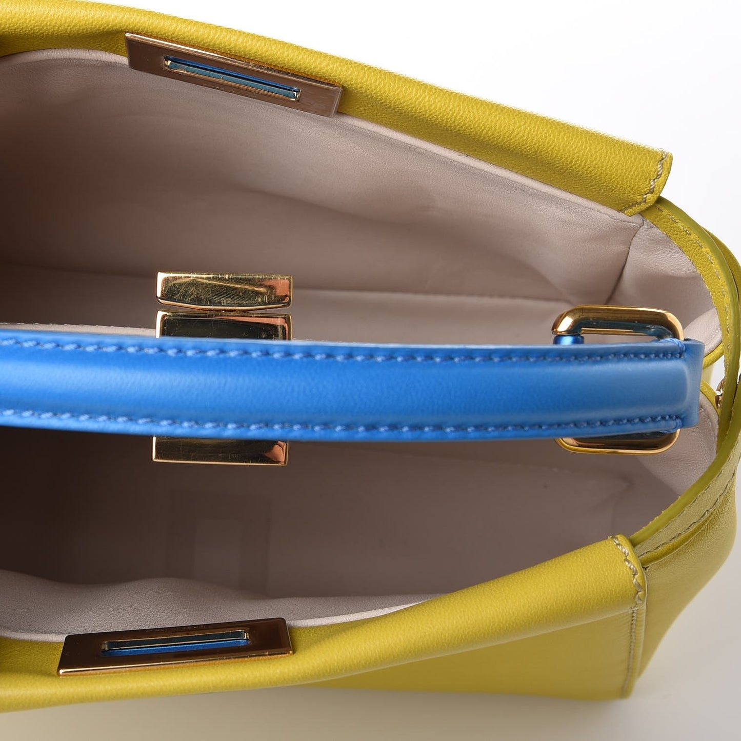 Nappa Colorblock Mini Peekaboo Iconic Satchel Lime Blue Royal Latte