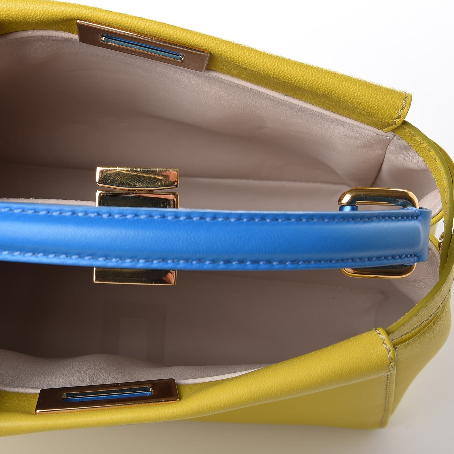 Fendi Nappa Colorblock Mini Peekaboo Iconic Satchel Lime Blue Royal Latte 5 of 8