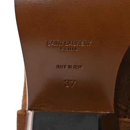 Saint Laurent Suede Curtis Harness Ankle Booties 37 Noisette 8 of 16