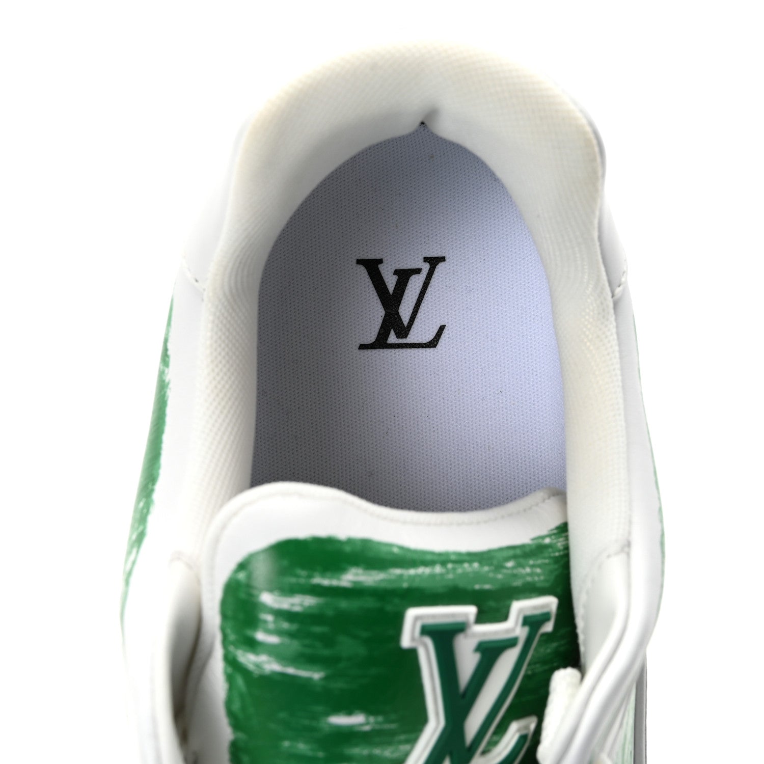 Louis Vuitton Calfskin Mens LV Trainer Sneakers 10 White Green 8 of 10