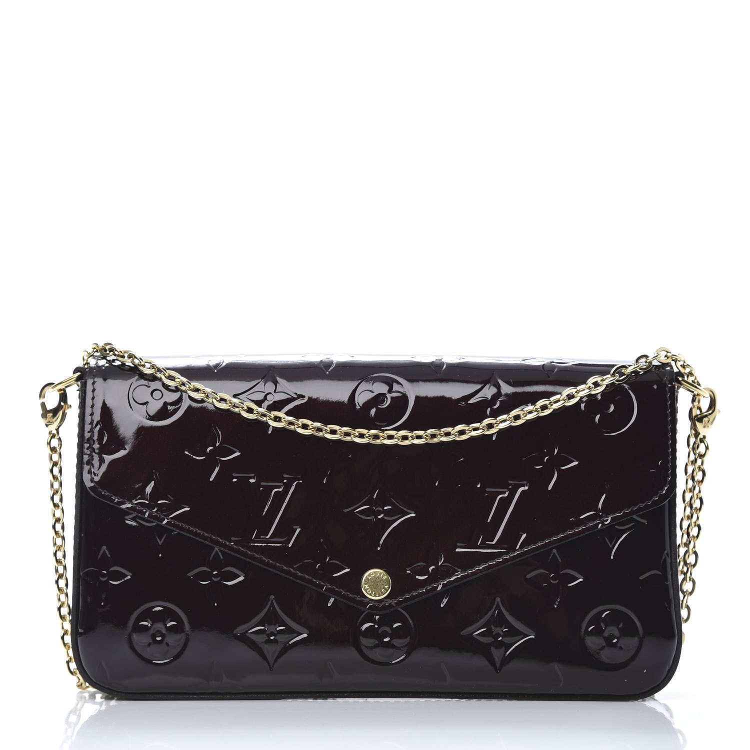 Louis Vuitton Vernis Pochette Felicie Chain Wallet Amarante 3 of 14