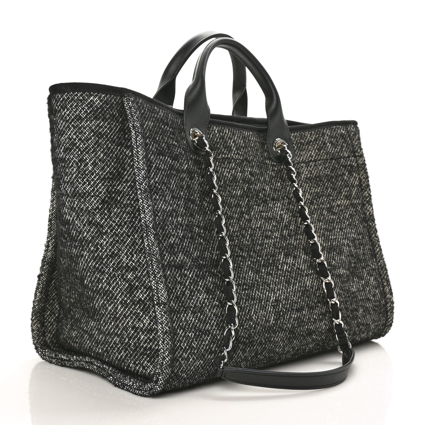 Mixed Fibers Calfskin Medium Deauville Tote Black