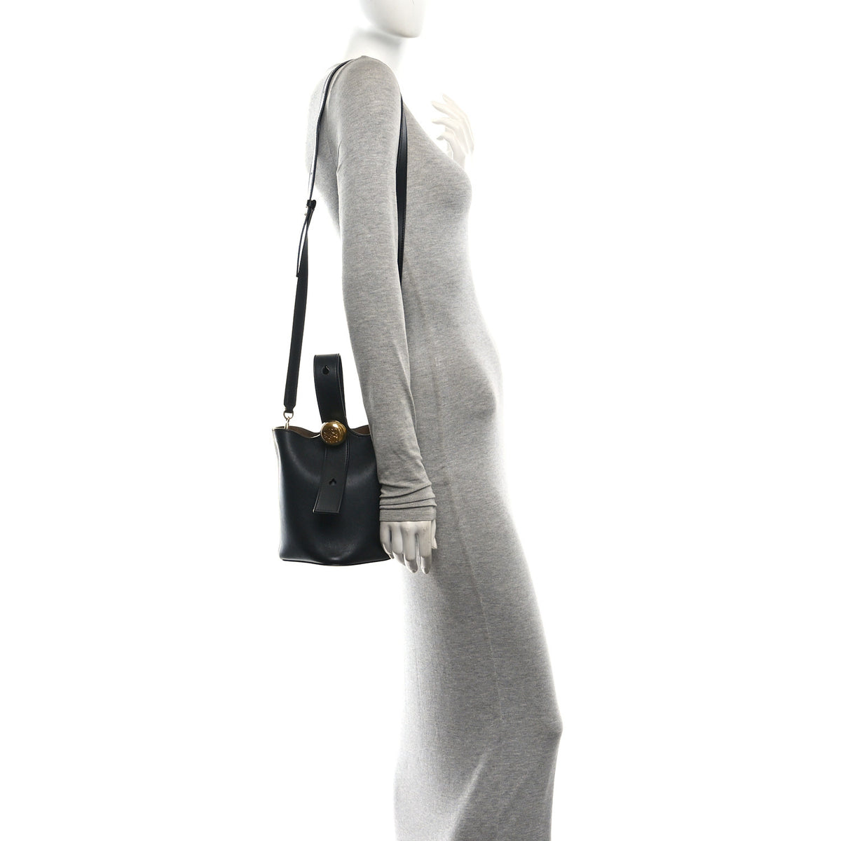 Loewe Smooth Calfskin Mini Pebble Bucket Bag Black 3 of 9