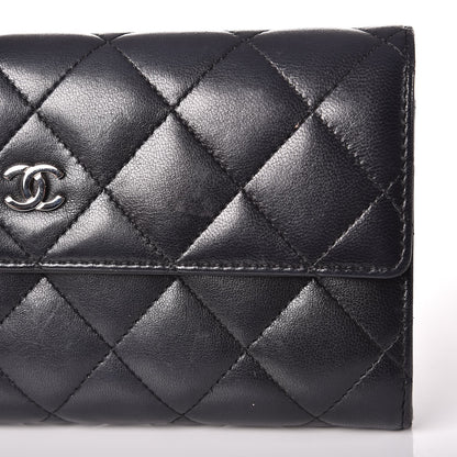 Chanel Lambskin Quilted Large Gusset Flap Wallet Black 10 of 10