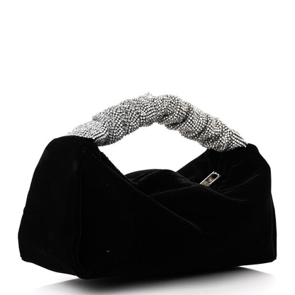 Alexander Wang Velvet Crystal Rhinestone Mini Scrunchie Bag Black Silver 4 of 10