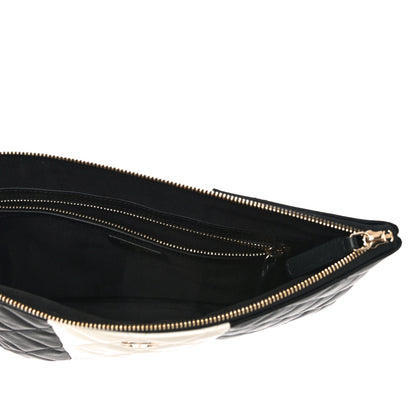 Chanel Lambskin Quilted Medium Cosmetic Case Black White 5 of 11