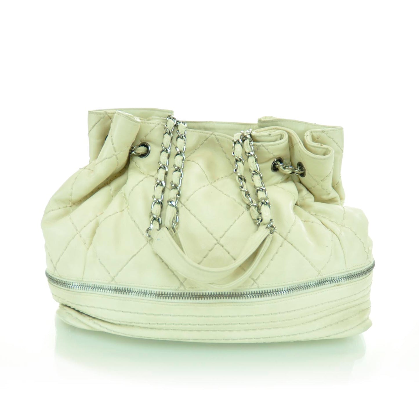 Lambskin Expandable Stitched Tote Beige