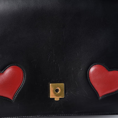 Gucci Calfskin Web Heart Medium GG Marmont Chain Handle Bag Black 12 of 26