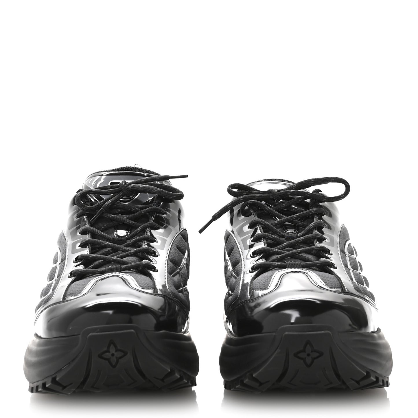 Monogram Discovery Lace Up Sneakers 9.5 Black Silver