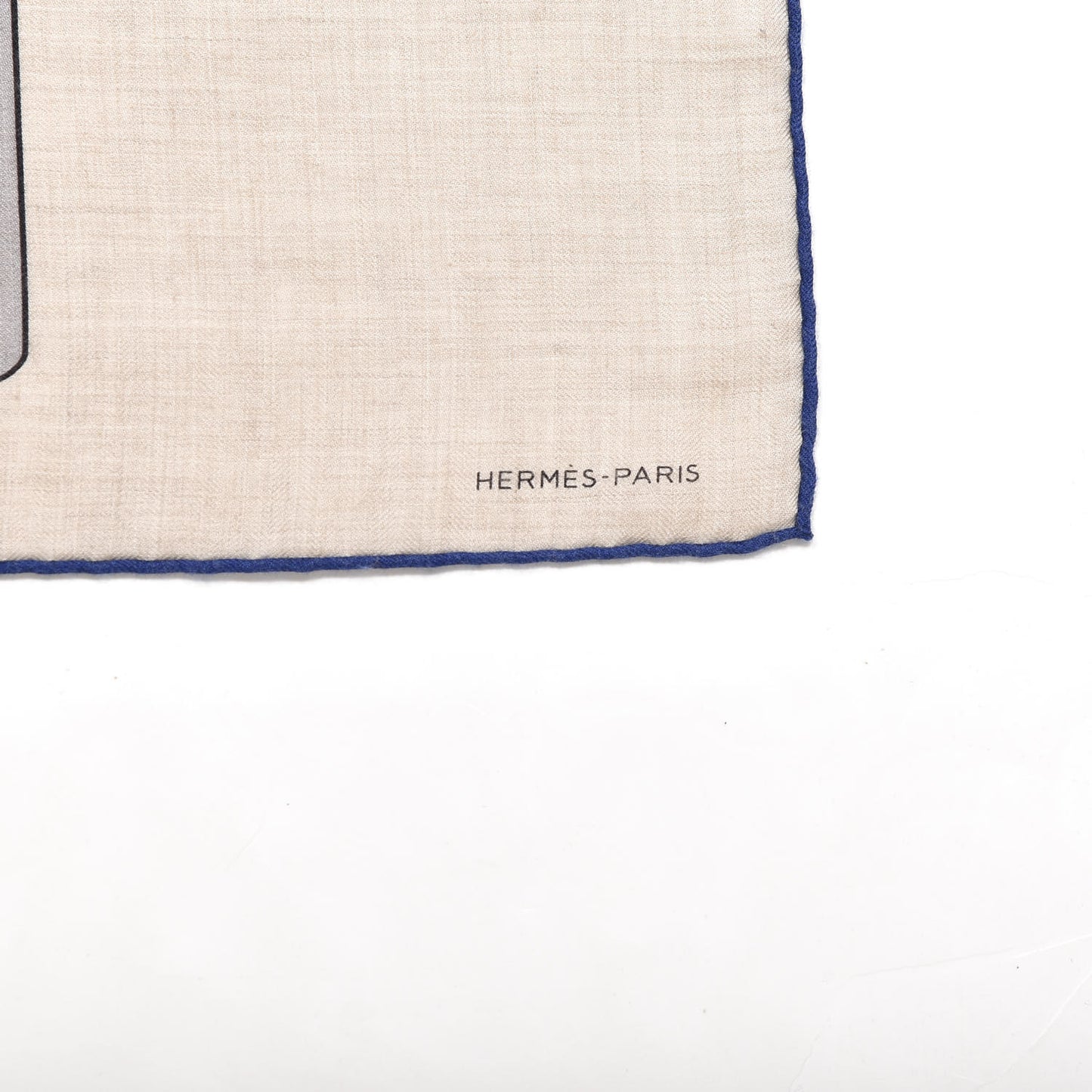 Cashmere Silk Tete a Tete Equestre Scarf 100 Naturel Orange Bleu Saphir