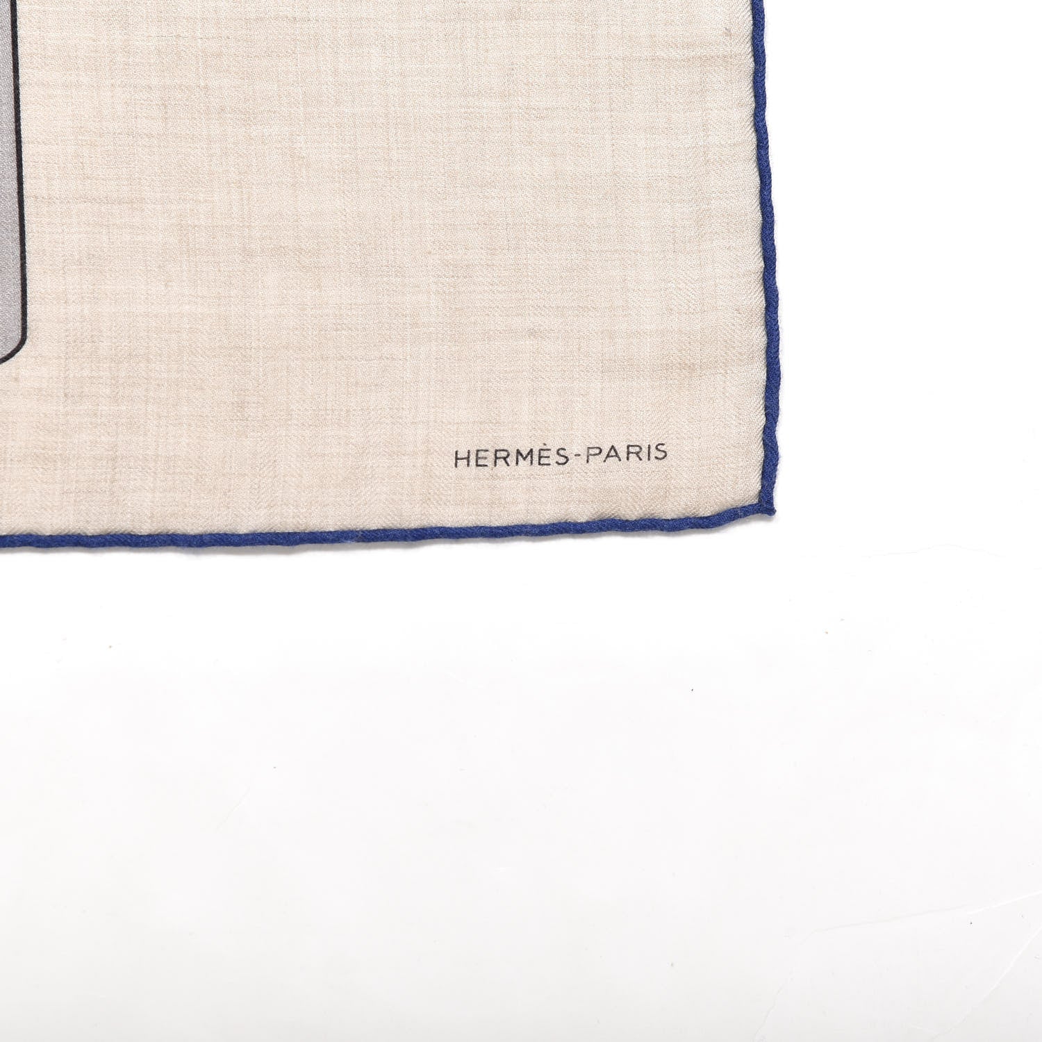 Hermes Cashmere Silk Tete a Tete Equestre Scarf 100 Naturel Orange Bleu Saphir 3 of 4