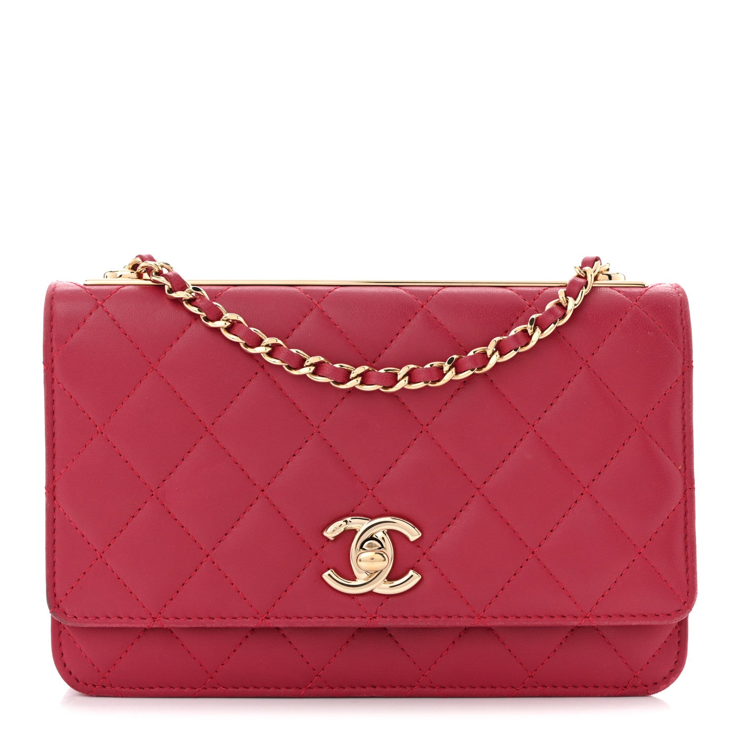Chanel Lambskin Quilted Trendy CC Wallet On Chain WOC Dark Pink 1 of 13